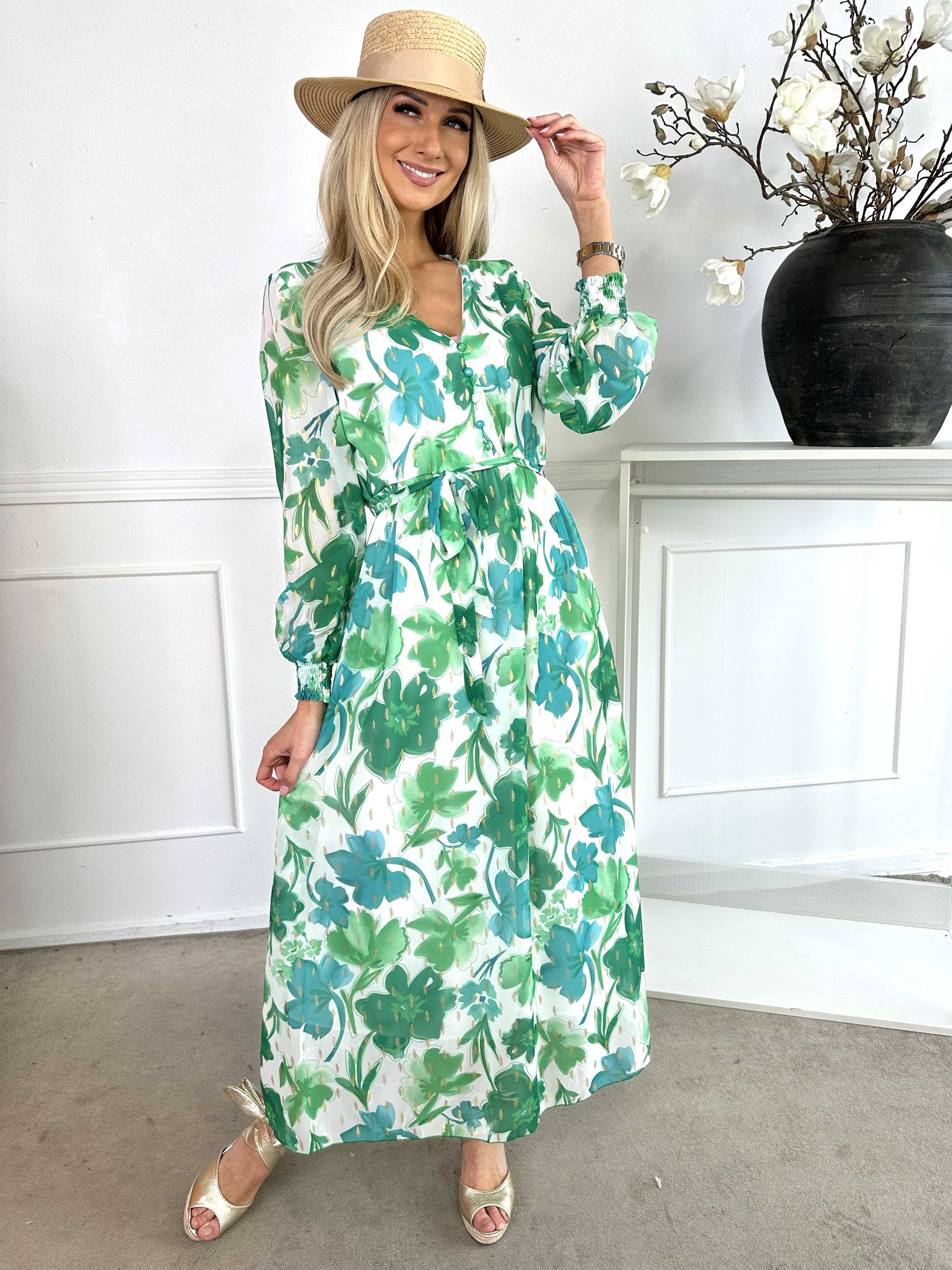 Mika - Söt sommarklänning i chiffong med guldnitar